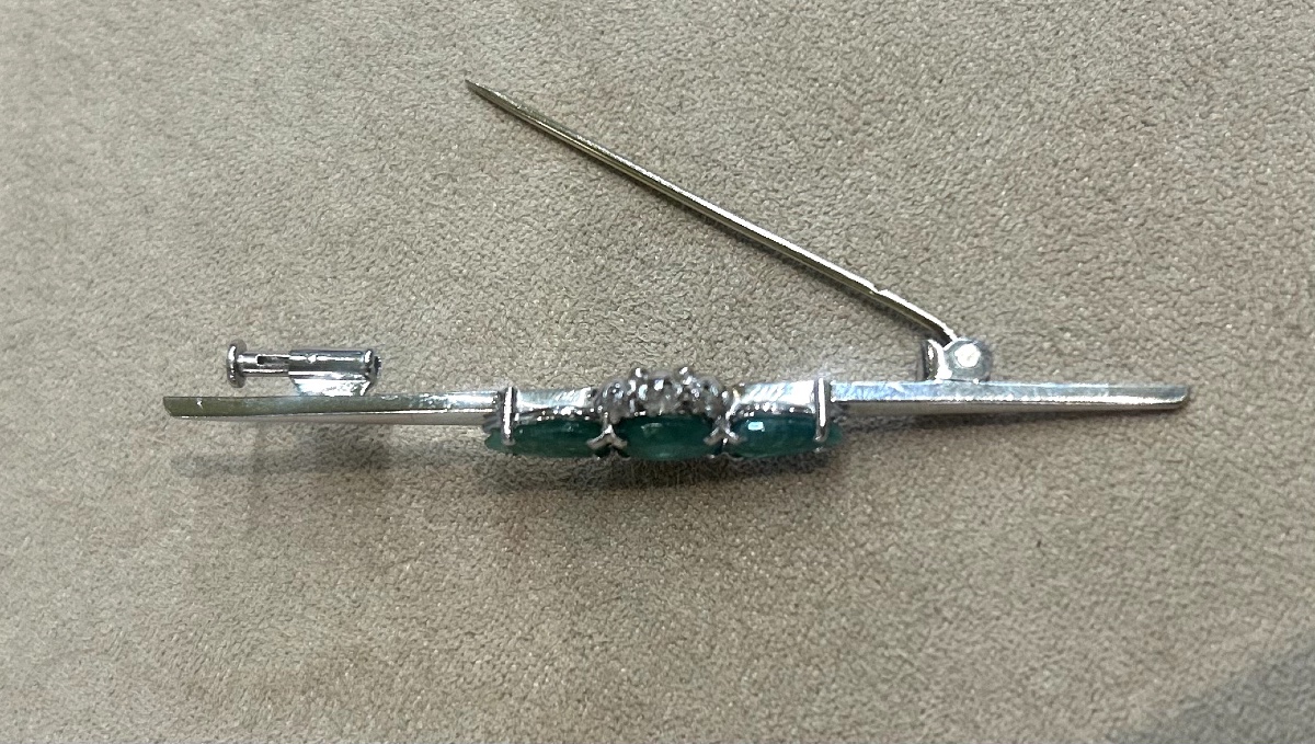 Broche barrette Emeraude et Diamants-photo-2
