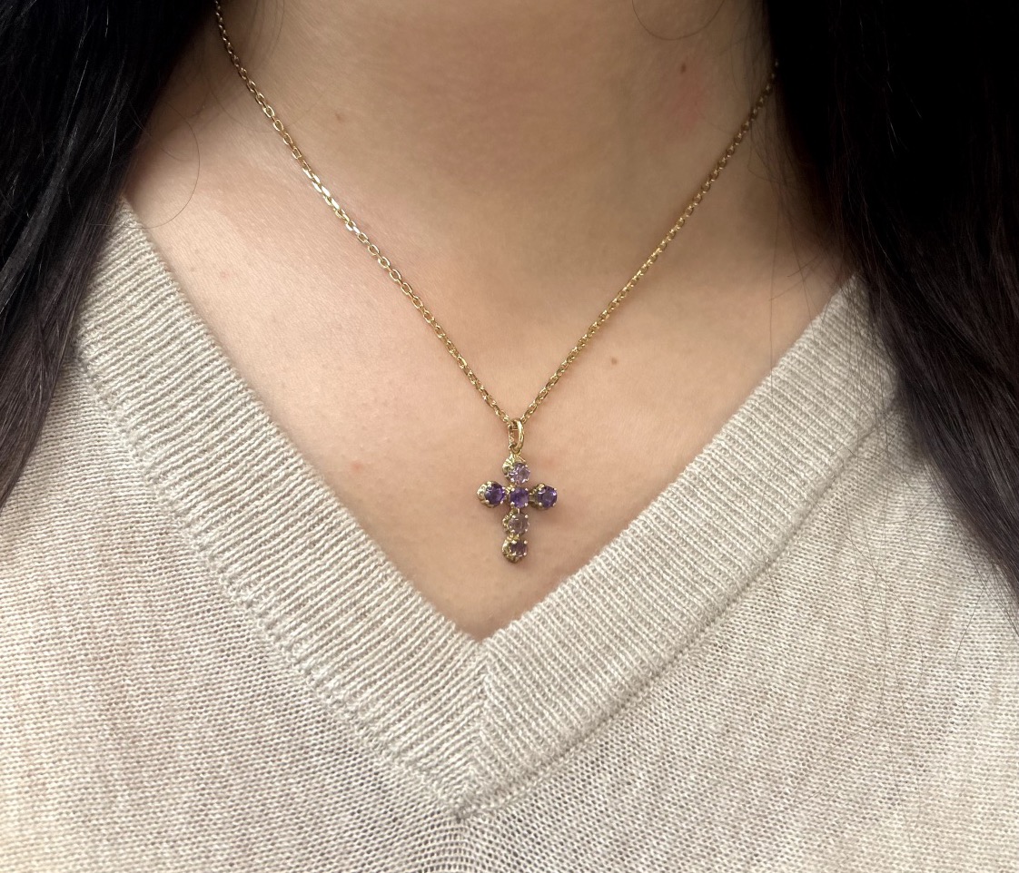 Pendentif croix Améthystes-photo-2