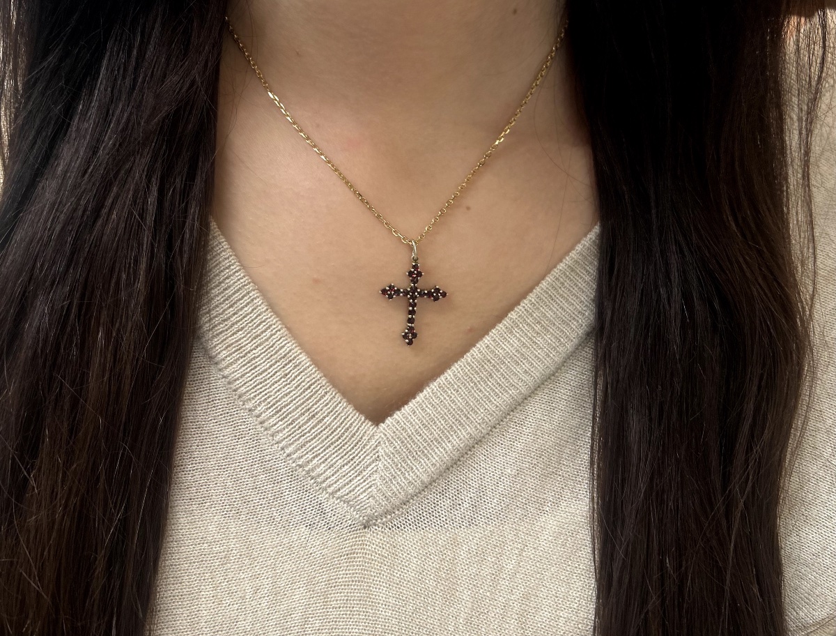 Pendentif croix Grenats-photo-2