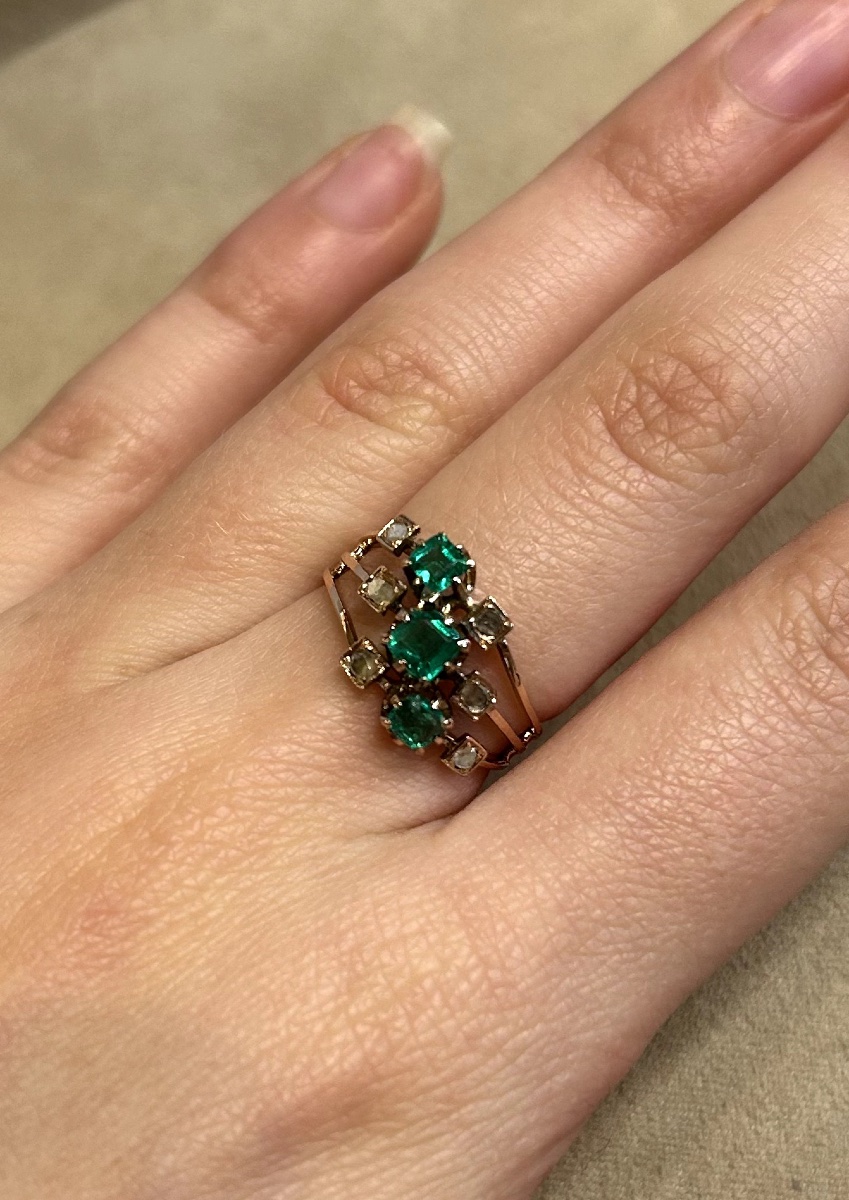 Bague pierres vertes-photo-3