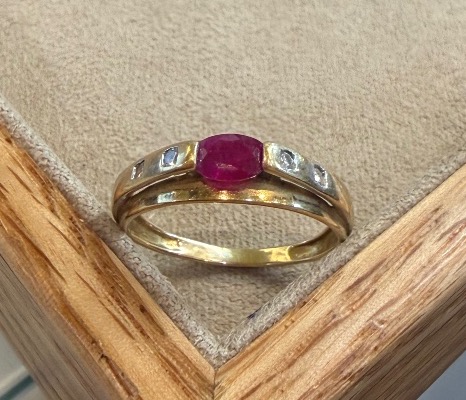 Bague ligne Rubis et Diamants-photo-2