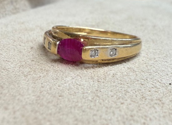 Bague ligne Rubis et Diamants-photo-3