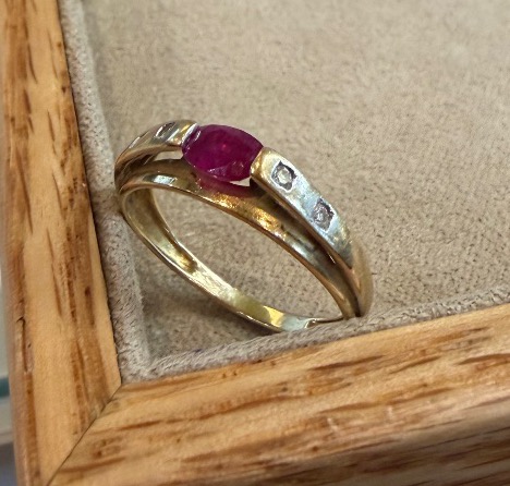 Bague ligne Rubis et Diamants-photo-3