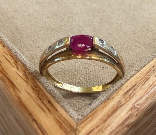 Bague ligne Rubis et Diamants-photo-4