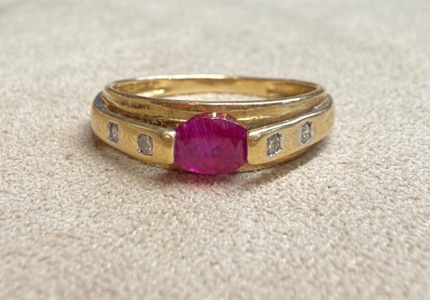 Bague ligne Rubis et Diamants