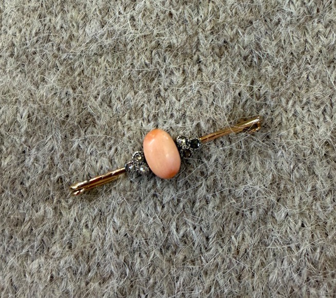Broche corail et roses de diamants-photo-2