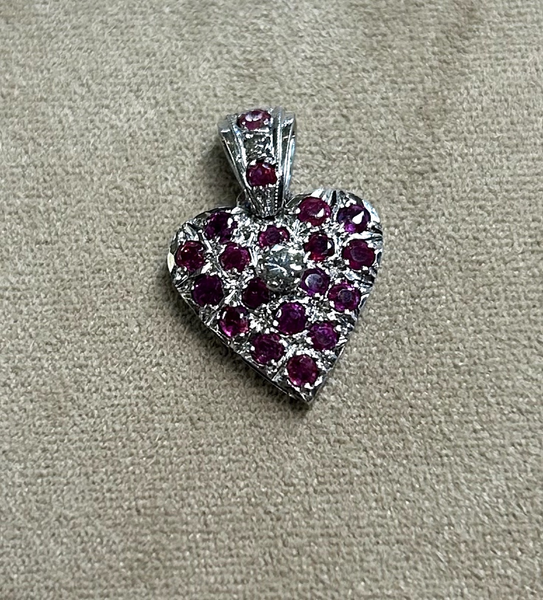 Ruby & Diamond Heart Pendant -photo-4