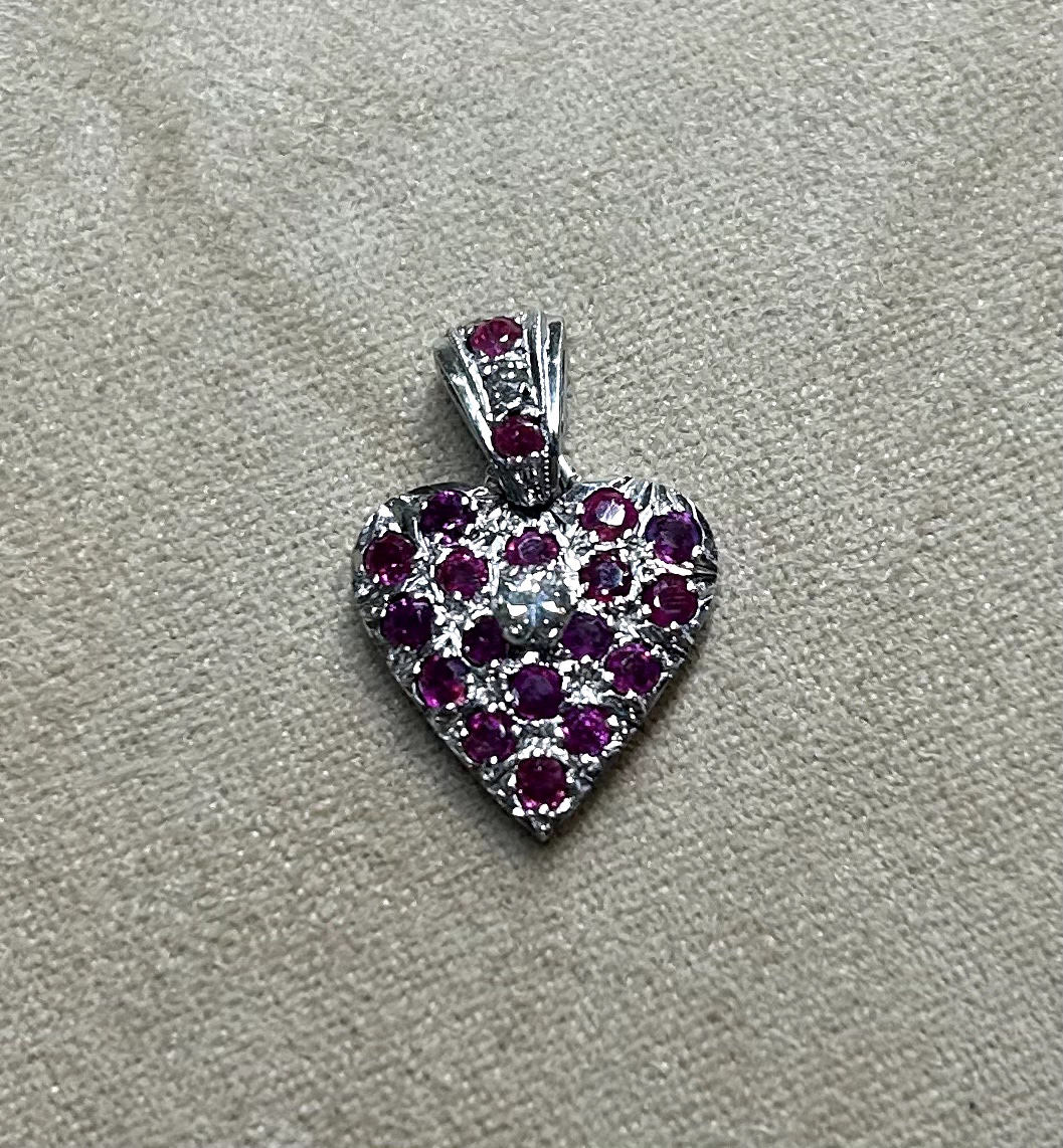 Ruby & Diamond Heart Pendant 