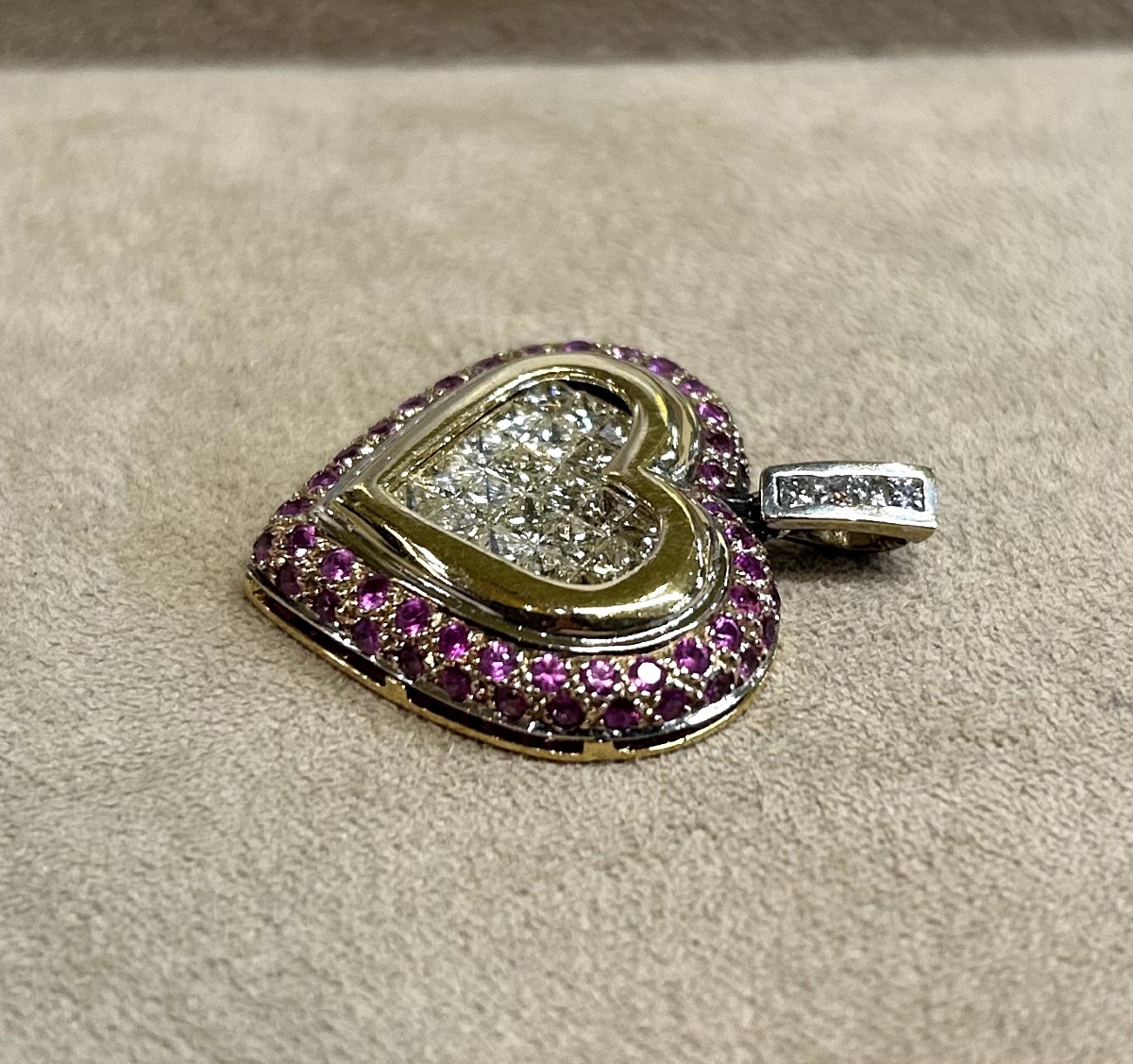 Ruby & Diamond Heart Pendant -photo-1