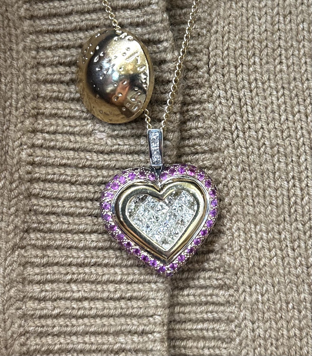 Ruby & Diamond Heart Pendant -photo-3