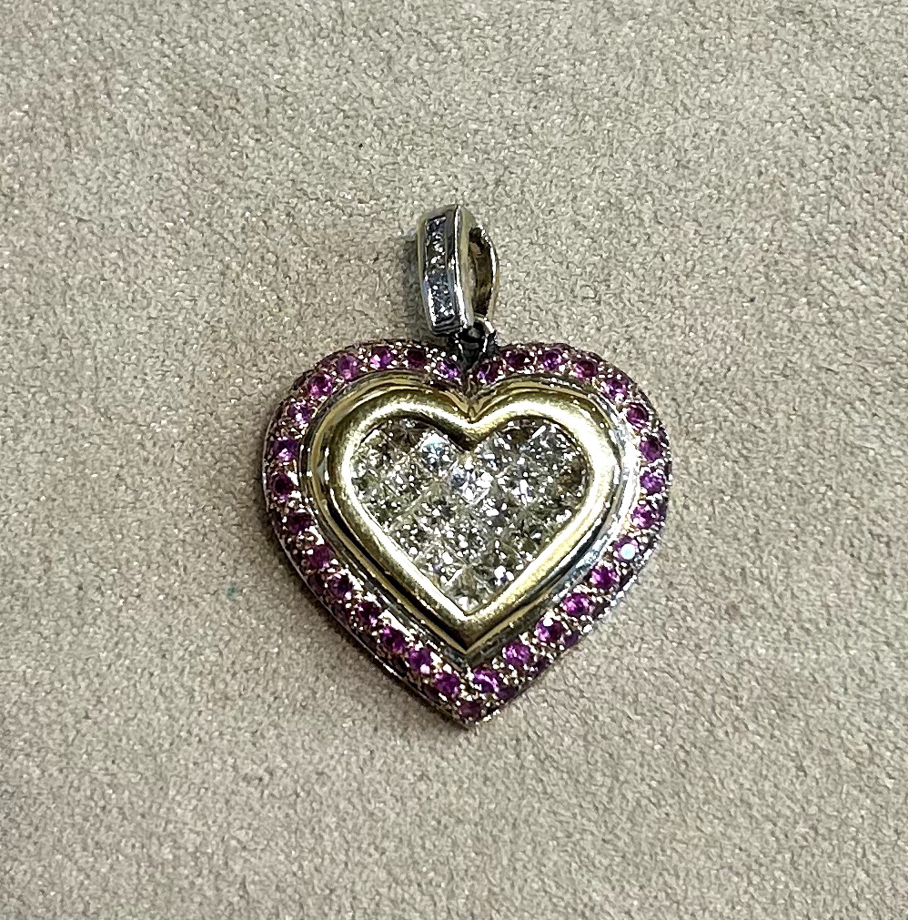 Ruby & Diamond Heart Pendant 