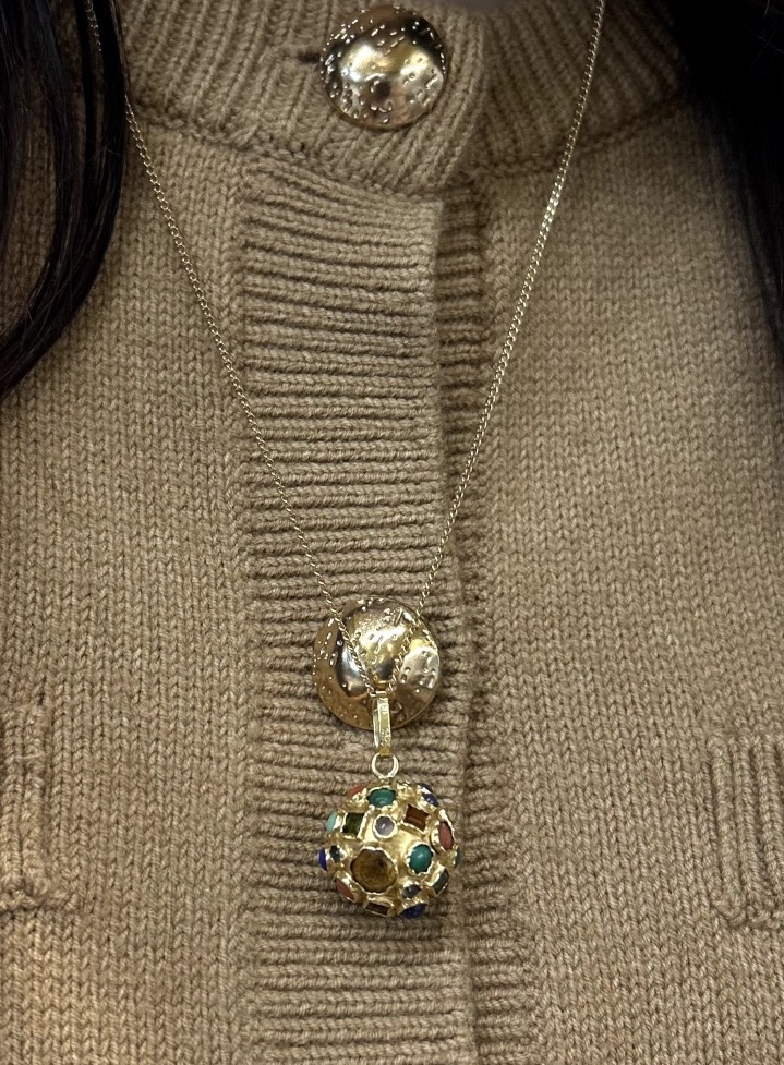 Pendentif Corail Turquoise Lapis & Grenat-photo-3