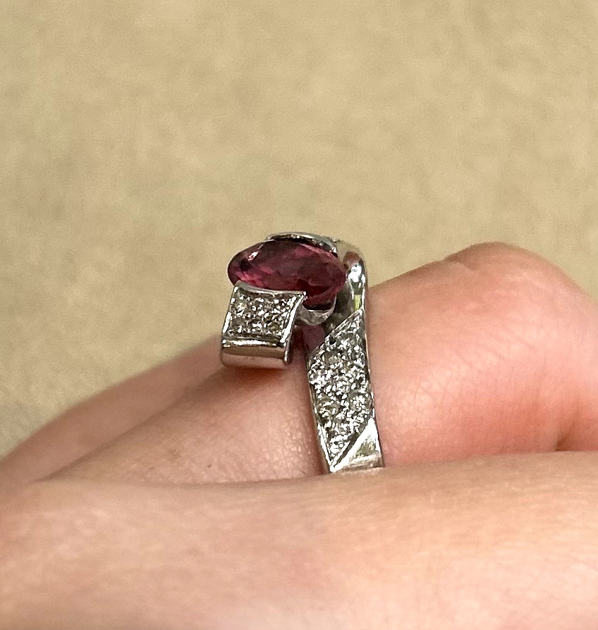 Pink Tourmaline & Diamond Ring-photo-4