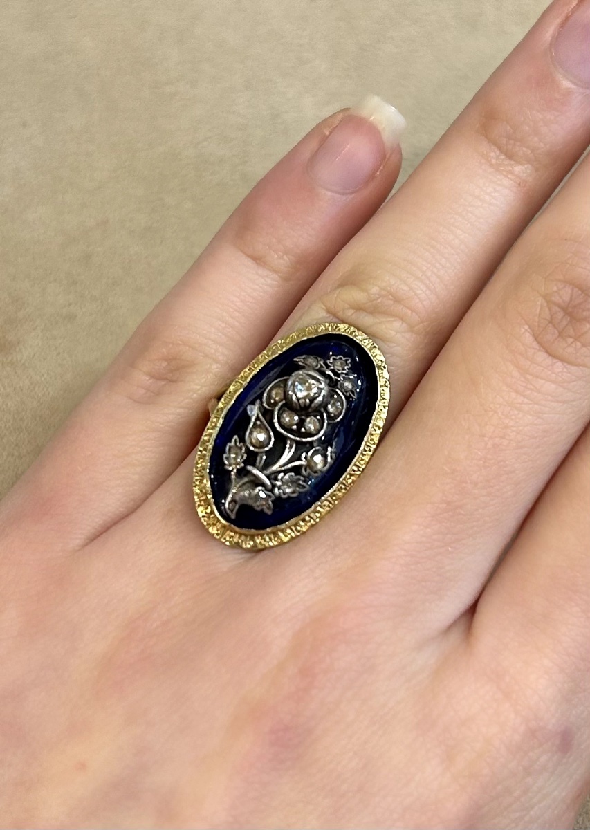 Enamel & Diamond Rose Ring-photo-3