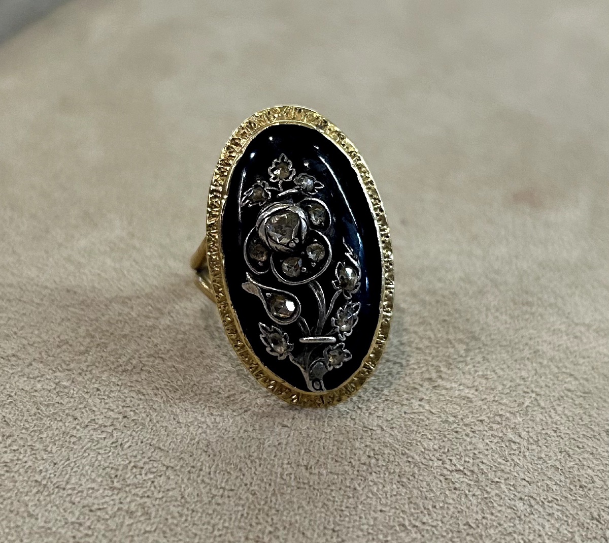 Enamel & Diamond Rose Ring-photo-3