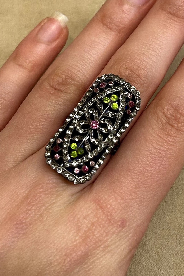 Ring With Green And Pink Stones-photo-2