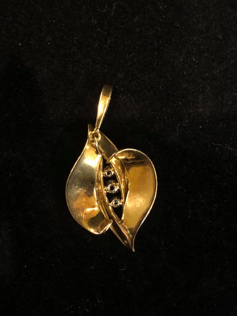 Pendentif Feuille Diamants-photo-2
