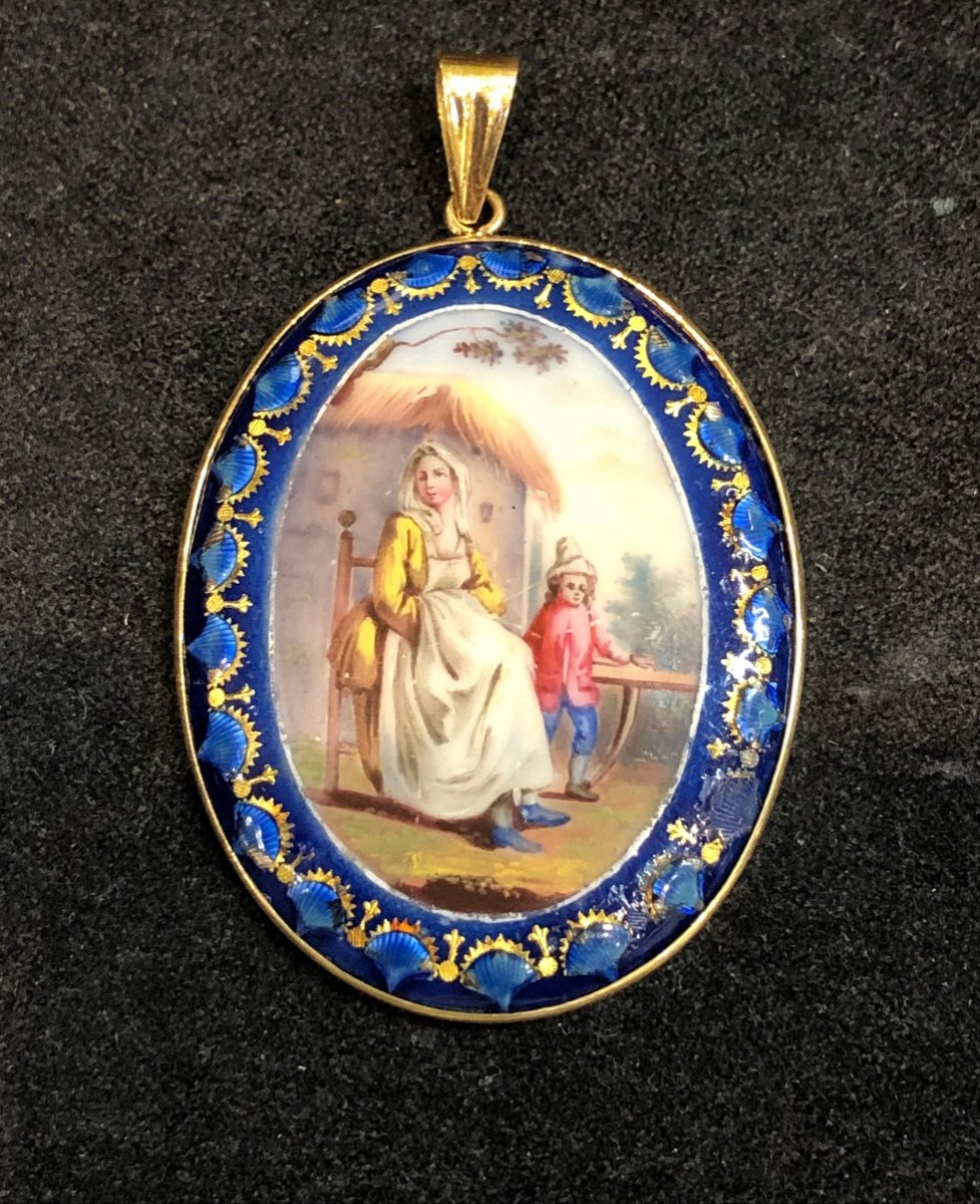 Pendentif émaux Bleu 