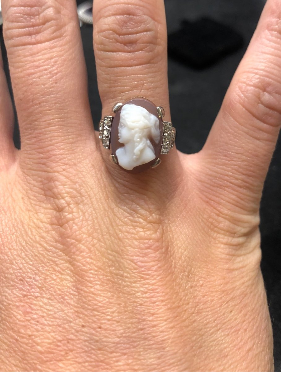 Bague Camée roses de Diamants NIII-photo-2