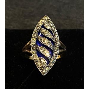 Bague marquise Email et marcassites  