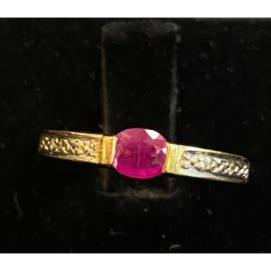 Ruby And Diamond Line Ring