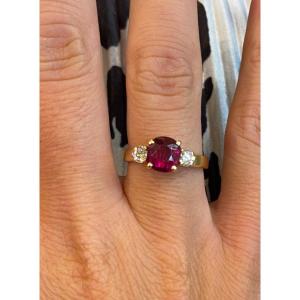 Ruby And Diamond Line Ring