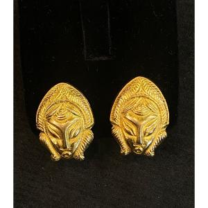 Boucles D’oreilles clip’s Masque Africain 