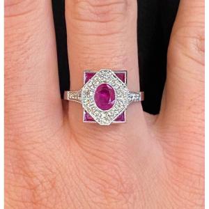 Ruby And Diamond Paving Ring
