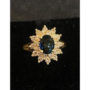 Pompadour Diamond Sapphire Ring