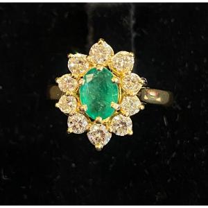 Bague Pompadour émeraude Et Diamants 