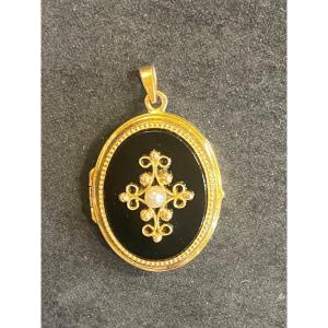 Pendentif Cassolette Onyx Et Perle