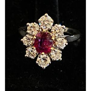 Pompadour Ruby And Diamond Ring