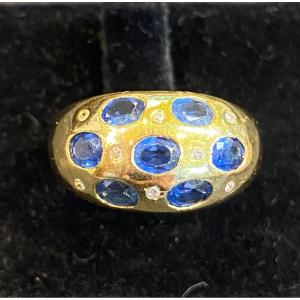 Sapphire And Diamond Dome Ring