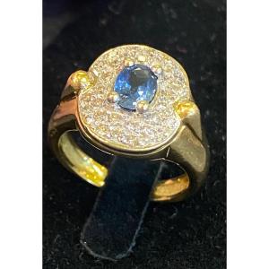 Bague entourage  Saphir Et Diamants 