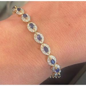 Sapphire Diamond Line Bracelet 