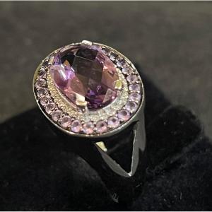Amethyst Diamond Ring 