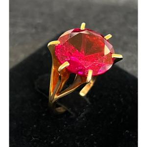 Importante Bague Pierre Rouge 