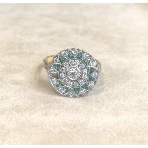 Bague Ronde émeraudes Et Diamants