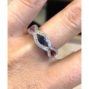 Bague entrelacée saphirs