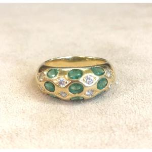 Emerald And Diamond Dome Ring