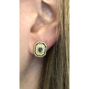 Boucles d'oreille emeraudes et diamants