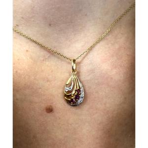 Ruby And Diamond Pear Pendant 