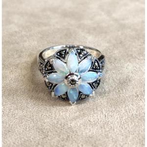 Bague opales et marcassites