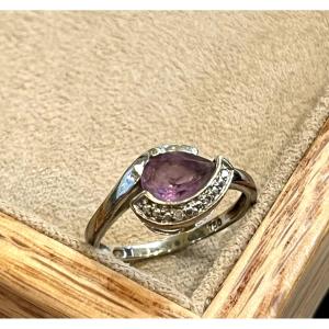 Bague goutte amethyste et diamants