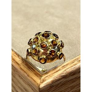 Dome Ring With Citrines