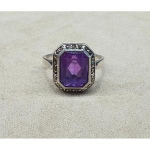 Amethyst And Marcasite Ring
