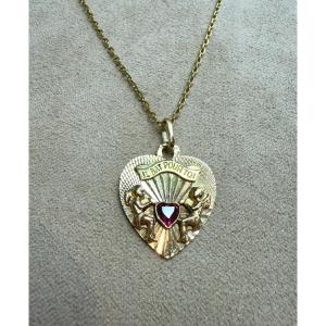 Médaille coeur "il bat pour toi"