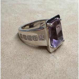 Amethyst And Diamonds Ring