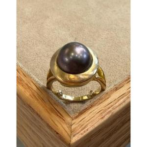 Grey Pearl Ring