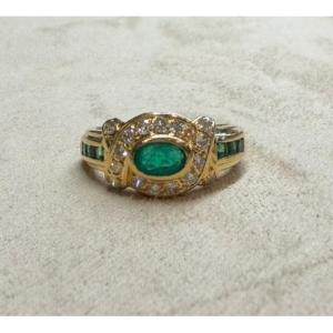 Bague emeraudes et diamants